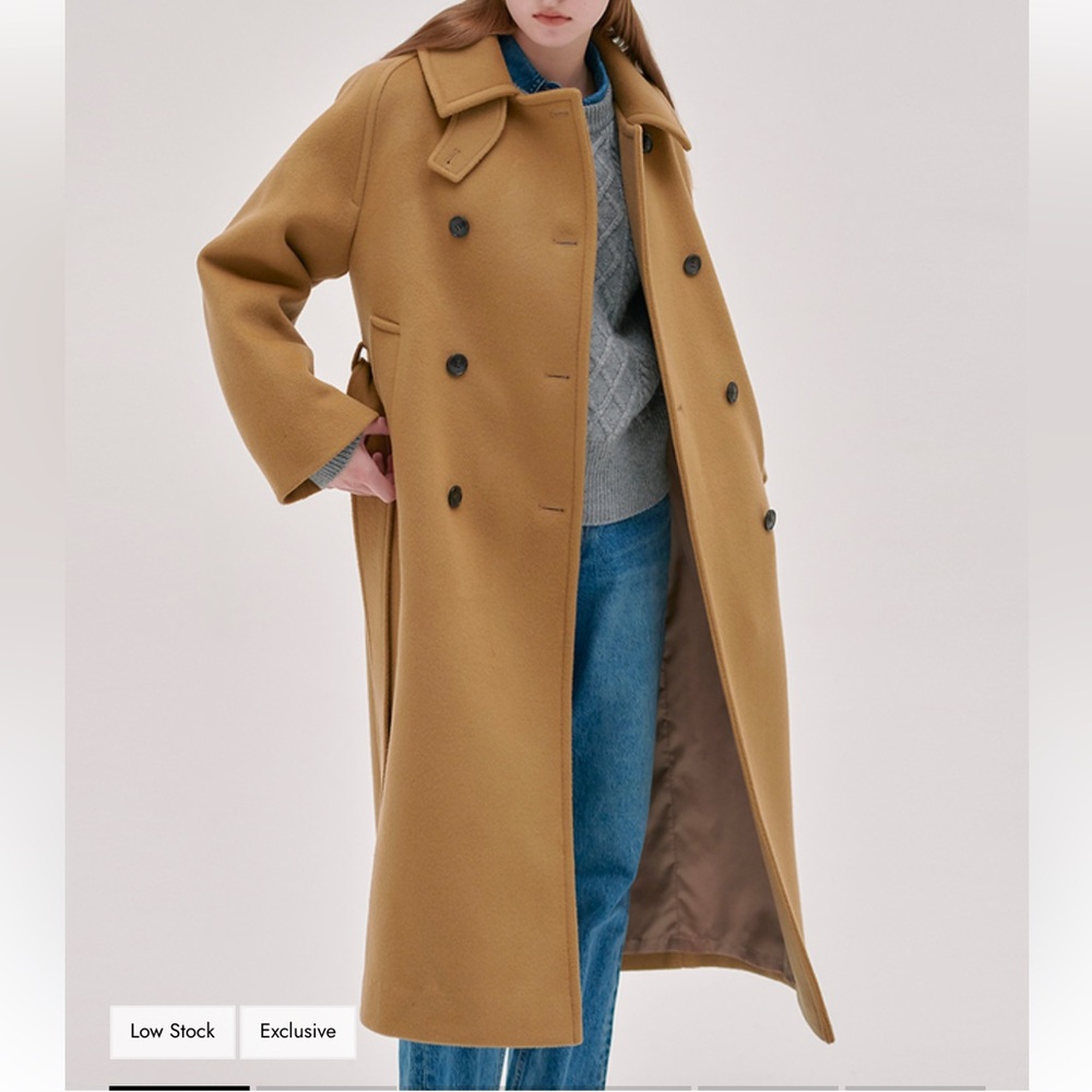 Wool Trench Coat in camel color